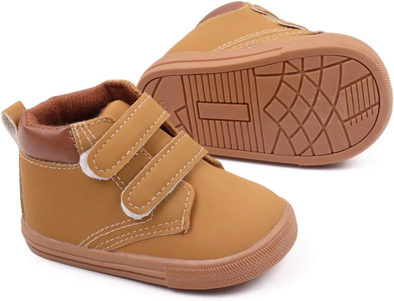 Unisex Baby Boys Girls High-Top Ankle Sneakers Soft Rubber Sole Infant Toddler Cowboy xford First Walking Shoes