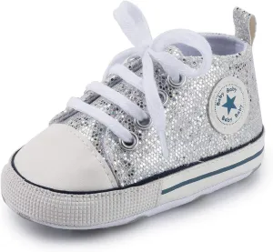 Unisex Baby Girls Boys Canvas High-top Shoes, Newborn Infant Anti-Slip Soft Sole Frist Walking Breathable Sneakers