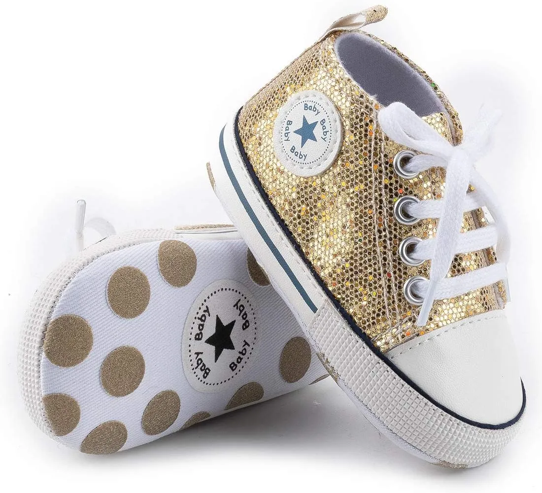 Unisex Baby Girls Boys Canvas High-top Shoes, Newborn Infant Anti-Slip Soft Sole Frist Walking Breathable Sneakers