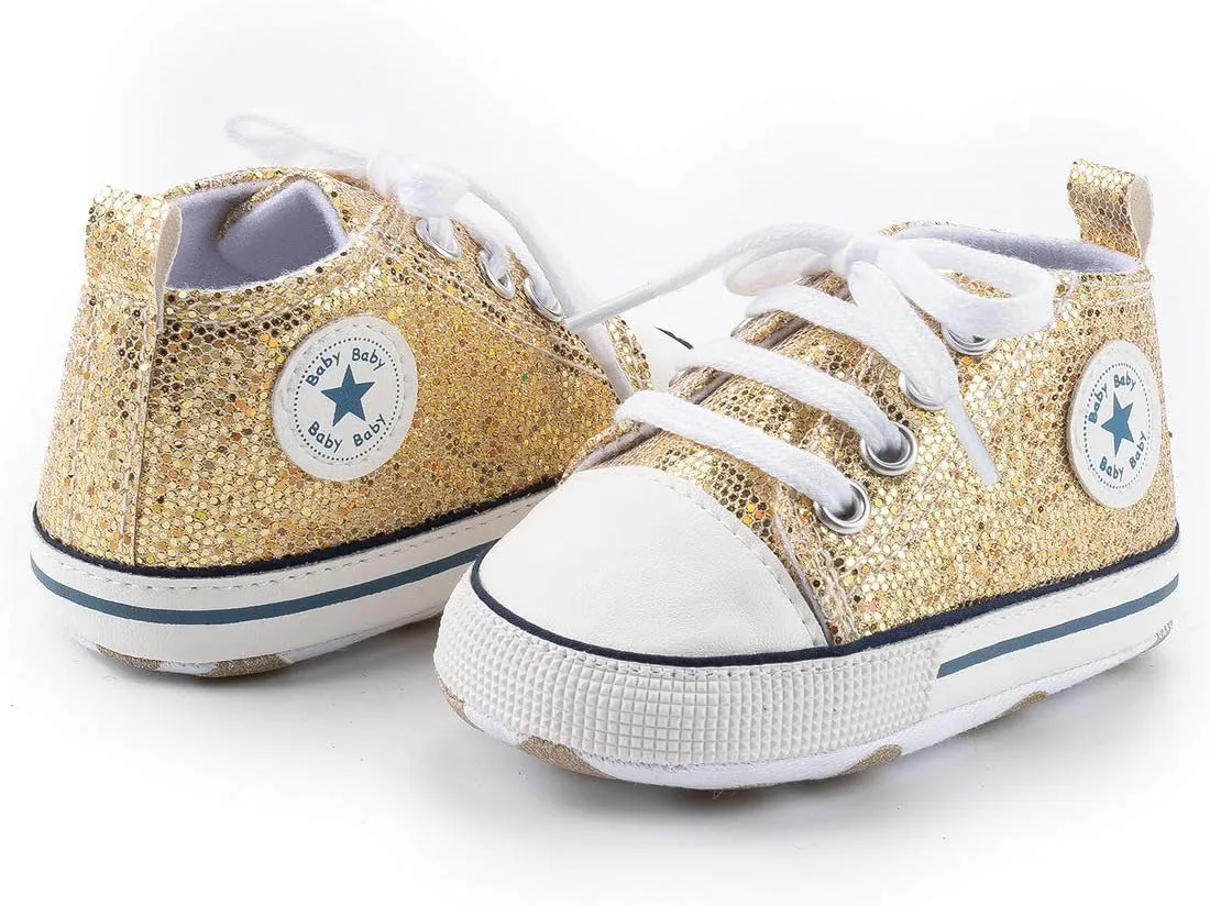 Unisex Baby Girls Boys Canvas High-top Shoes, Newborn Infant Anti-Slip Soft Sole Frist Walking Breathable Sneakers