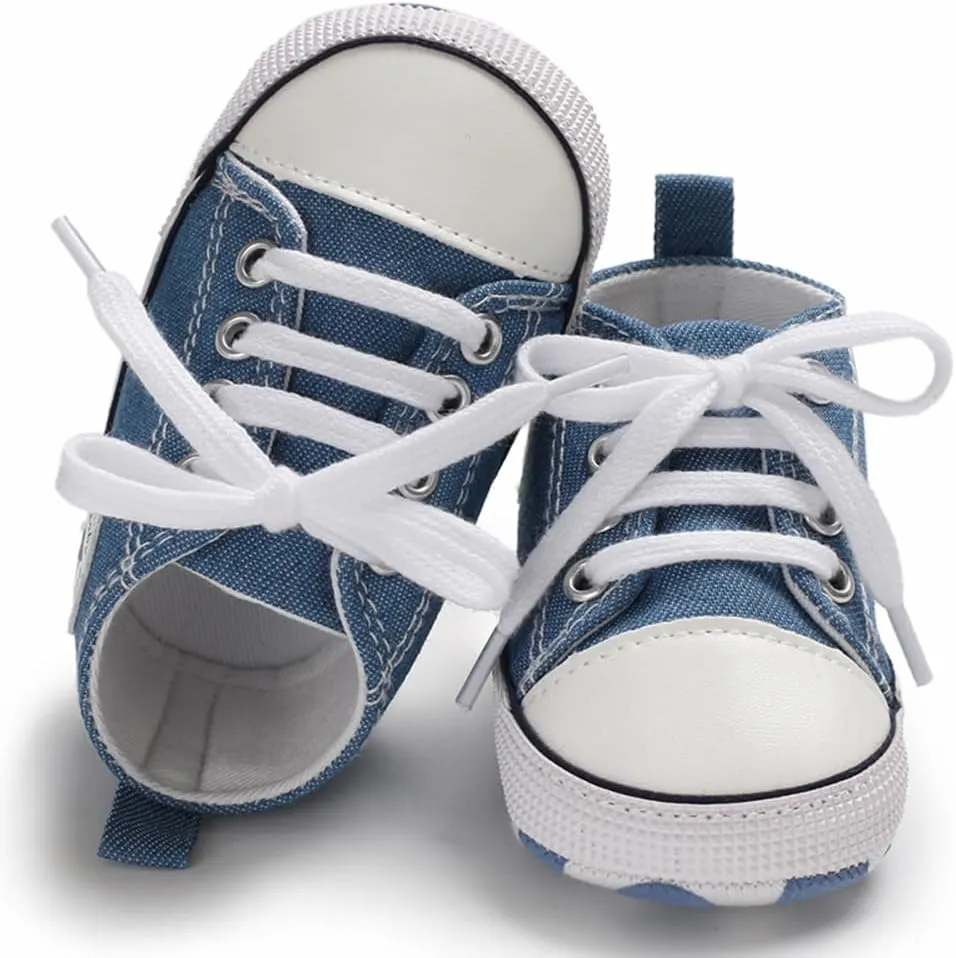 Unisex Baby Girls Boys Canvas High-top Shoes, Newborn Infant Anti-Slip Soft Sole Frist Walking Breathable Sneakers