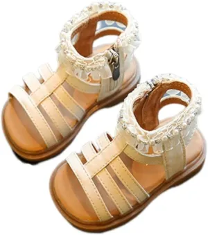 Unisex-Child and Toddler Baby Girls Shoes Anti Slip Soft Sole Casual Sandals Princess Summer (White, 10.5 Little Child)