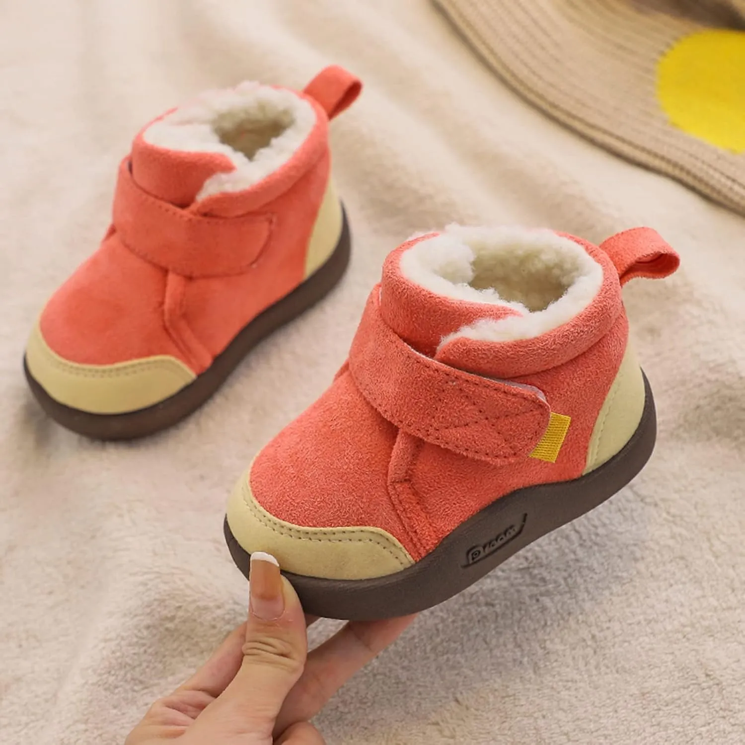 Unisex Kids Cotton Boots Baby Soft Soles Shoes Fleece Non-?kid Slipper Winter Warm Cozy Crib Ankle Boots
