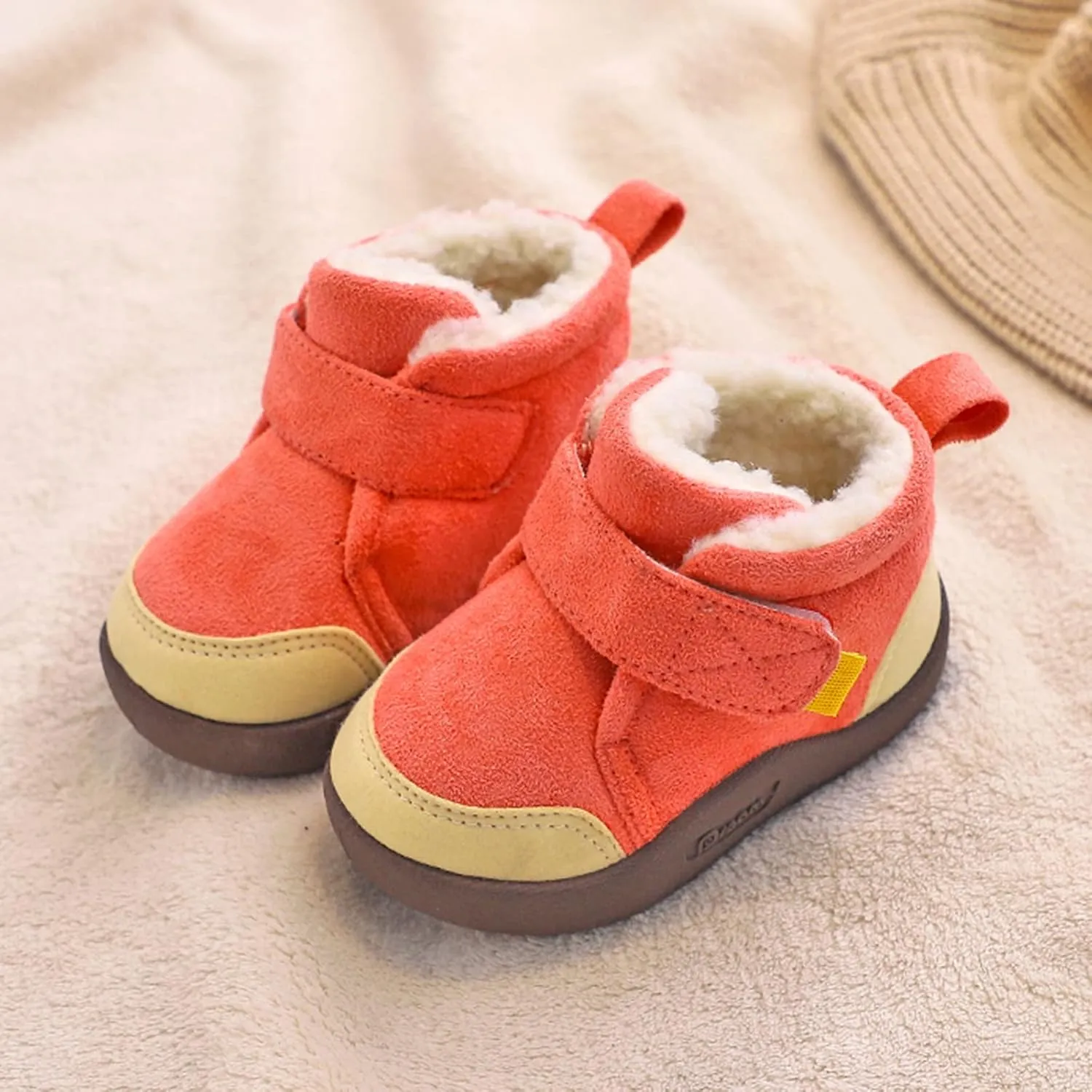 Unisex Kids Cotton Boots Baby Soft Soles Shoes Fleece Non-?kid Slipper Winter Warm Cozy Crib Ankle Boots