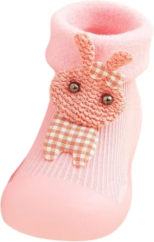 Unisex Toddler GirlsFirst Walking Shoes Kids Toddler Baby Boys Girls Solid Warm Knit Soft Sole Rubber (Pink, 20-21)