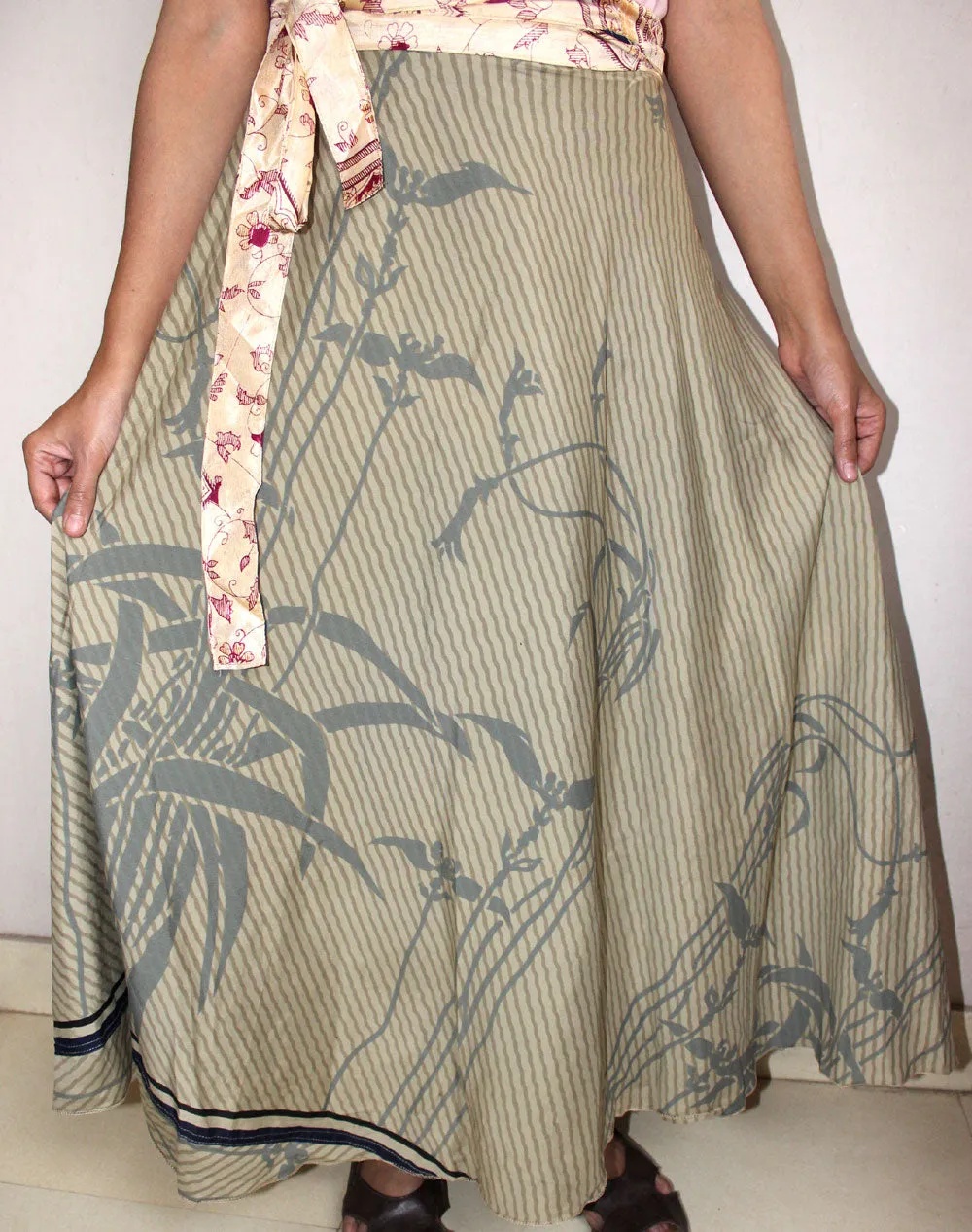 Vintage Silk Sari Recycled Patchwork Magic Wrap Around Skirt Reversible Dress