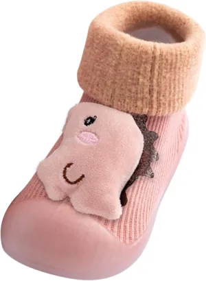 Walking Shoes Stocking Soft Slipper Toddler Rubber Girls Baby Shoes Socks Knit Boys Warm Sole Kids Non-Slip Rubber Sole