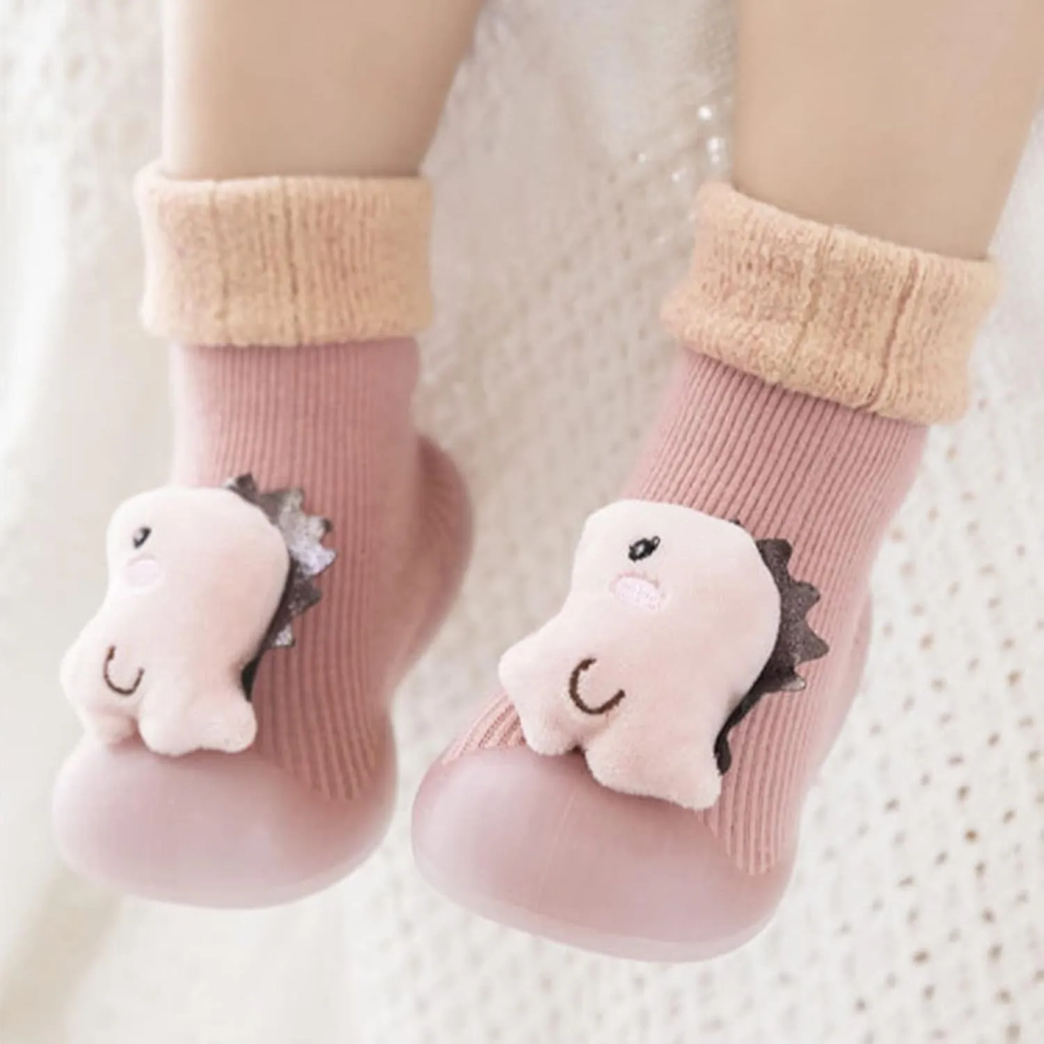 Walking Shoes Stocking Soft Slipper Toddler Rubber Girls Baby Shoes Socks Knit Boys Warm Sole Kids Non-Slip Rubber Sole