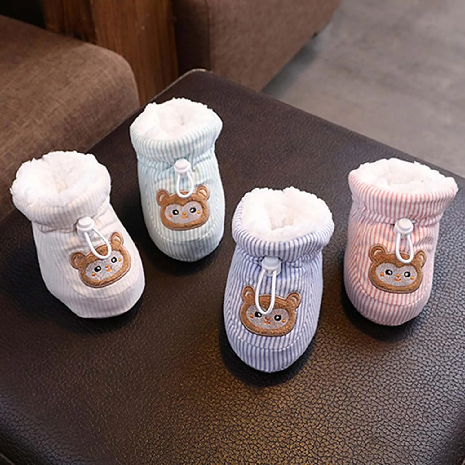 Warm  Baby Boots, 2024 Toddler Winter Soft Fr ining Ankle Non-Slip Rubber Texture Sole Snow Girls Shoes