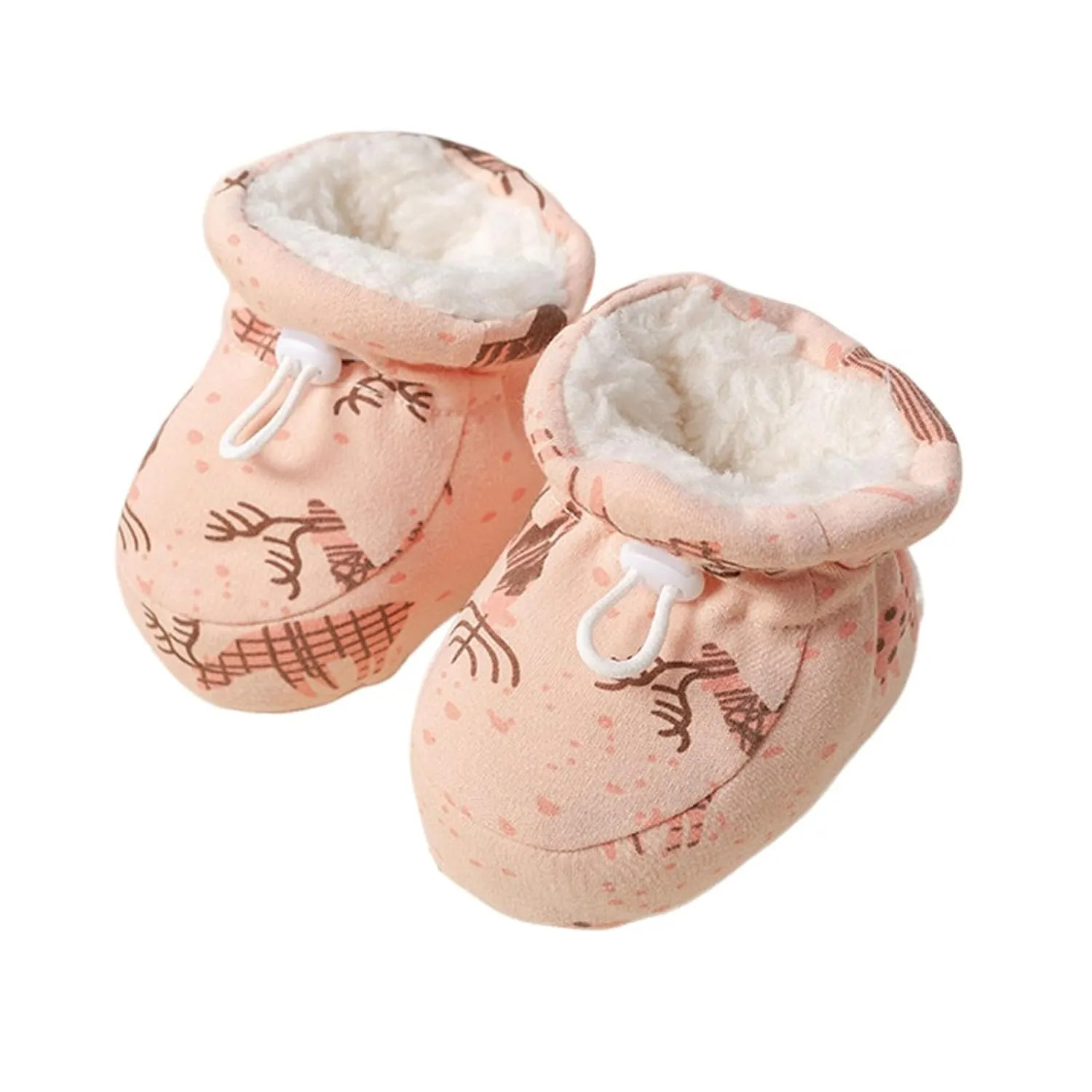 Warm Fur Baby Boots, Baby Cartoon Plush Cotton Toddler Shoes, Soft Sole Walking Booties for Baby Boy Girl (Pink,0-6 Months)