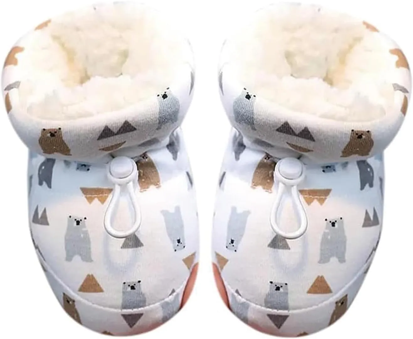 Warm Fur Baby Boots, Winter Snow Anti-Slip Soft Sole Warm Sock Shoes with Adjustable Drawstring