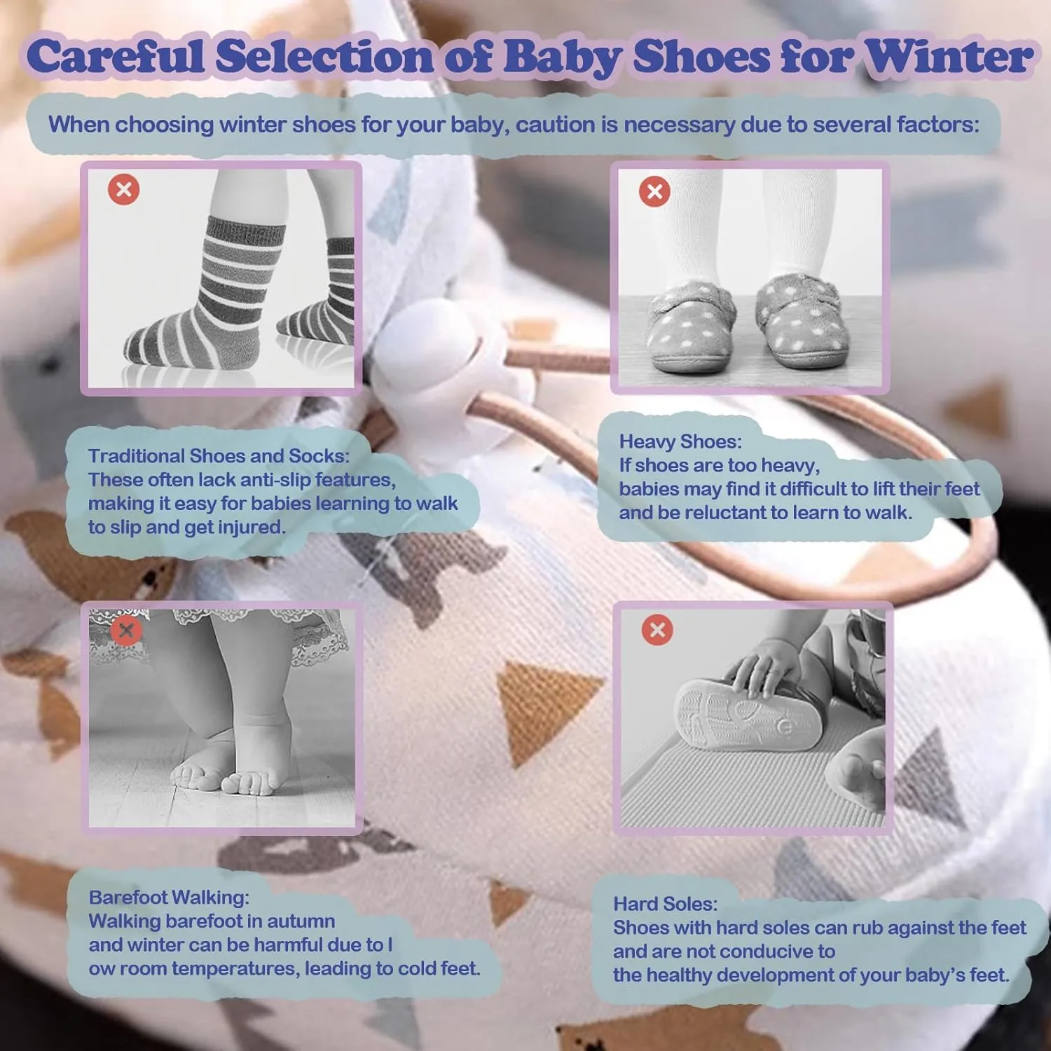 Warm Fur Baby Boots, Winter Snow Anti-Slip Soft Sole Warm Sock Shoes with Adjustable Drawstring