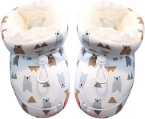 Warm Fur Baby Boots, Winter Snow Anti-Slip Soft Sole Warm Sock Shoes with Adjustable Drawstring