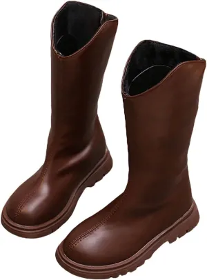 Winter Girls' Ankle Boots Big Kids Back Zipper Sheep Boots Warm Non Slip Shoes Long Boots High Boots Outdoor Christmas Shoes