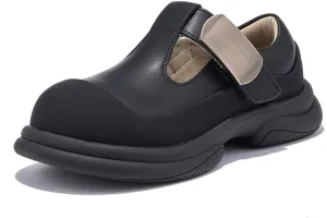 Women's Work Shoes with Slip Resistant Sole & Toe Protection, Comfortable Mary Jane Style with Hook & Loop Strap for Nurses, Teachers, Warehouse or Restaurant Use