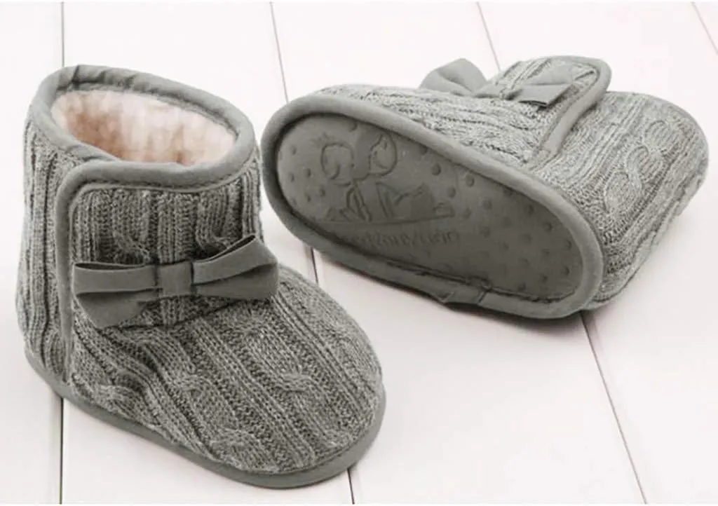 WUAI Unisex Baby Warm Winter Snow Boots Toddler Soft Sole Fur Anti-Slip Infant Prewalker Crib Shoes