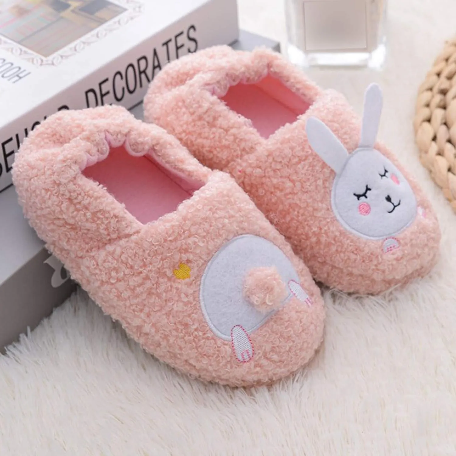 XIMIN Toddler Kids Baby Warm Shoes Boys Girls Cartoon Soft-Soled Slippers Soft Sole Anti-slip Slippers Lightweight Shoes