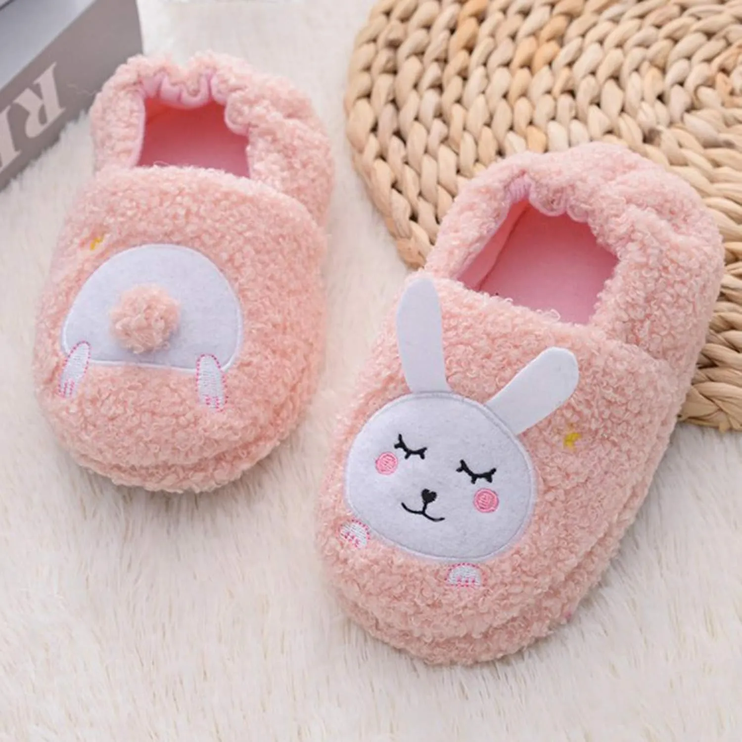 XIMIN Toddler Kids Baby Warm Shoes Boys Girls Cartoon Soft-Soled Slippers Soft Sole Anti-slip Slippers Lightweight Shoes