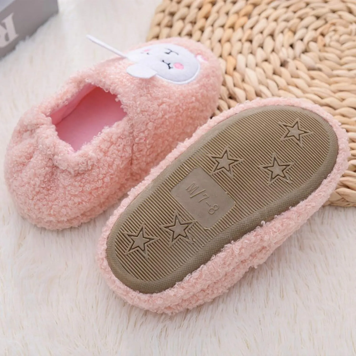 XIMIN Toddler Kids Baby Warm Shoes Boys Girls Cartoon Soft-Soled Slippers Soft Sole Anti-slip Slippers Lightweight Shoes
