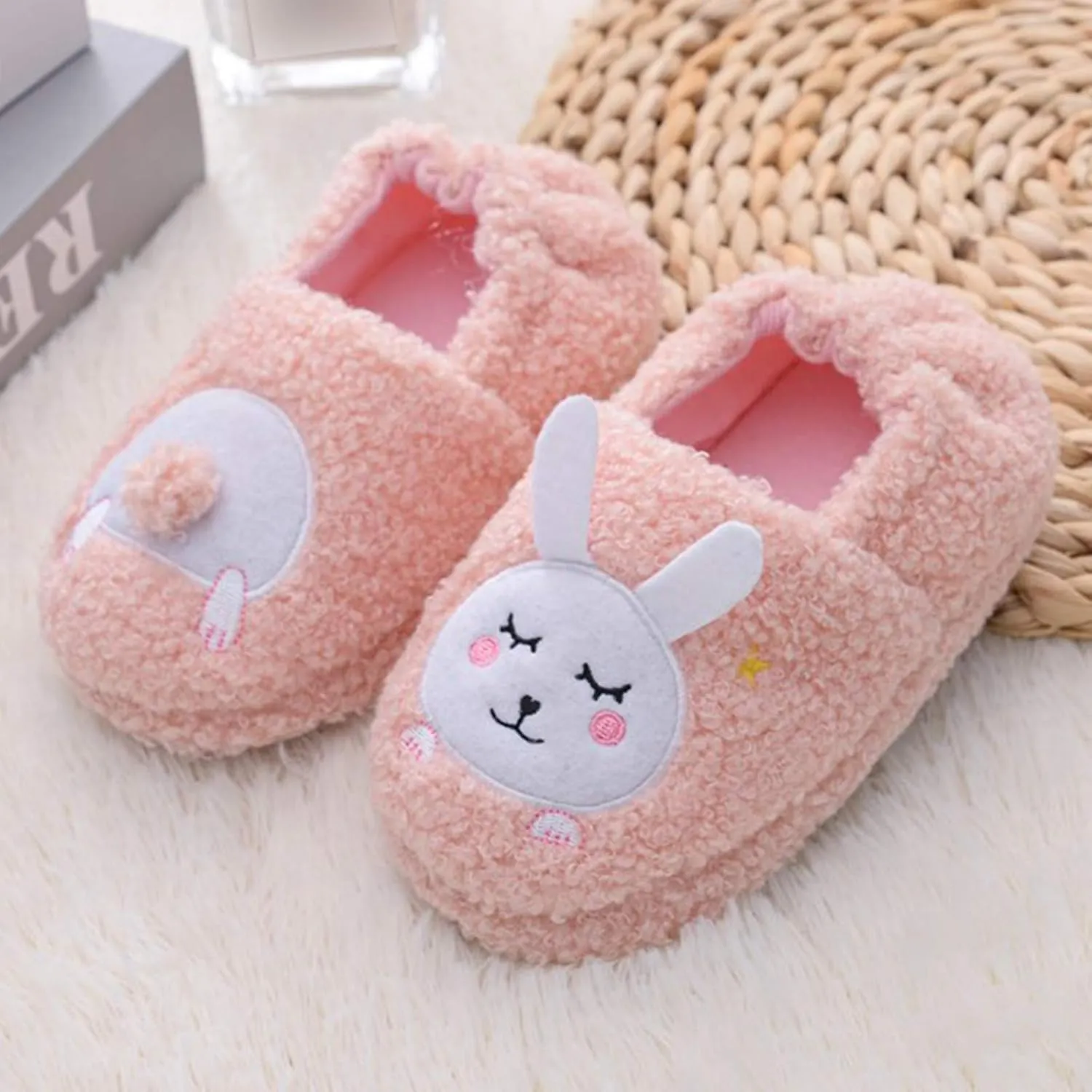 XIMIN Toddler Kids Baby Warm Shoes Boys Girls Cartoon Soft-Soled Slippers Soft Sole Anti-slip Slippers Lightweight Shoes